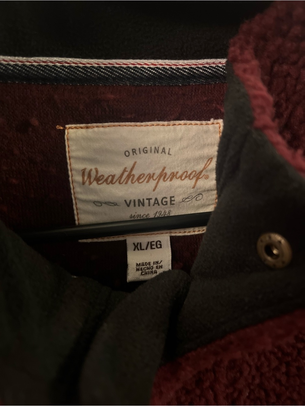 Weatherproof Men's Burgundy Sherpa Zip-Up Pullover - Picture 3 of 3